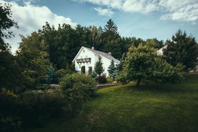 The house among the trees at the end of the garden